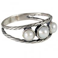 Воздушное серебряное кольцо с тремя жемчужинами, Израиль