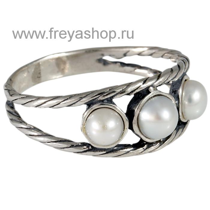 Воздушное серебряное кольцо с тремя жемчужинами, Израиль