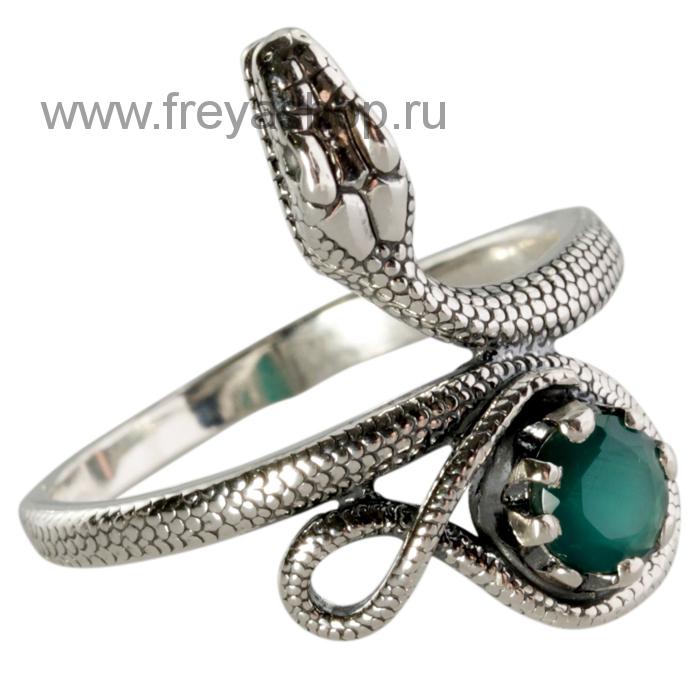 Серебряное кольцо-змейка с хризопразом, Россия