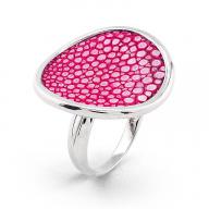 Розовое кольцо "Леони" с кожей ската,Франция