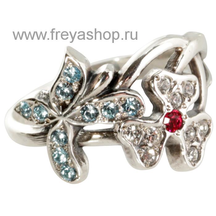 Серебряное кольцо "Букет" с цирконами, Россия
