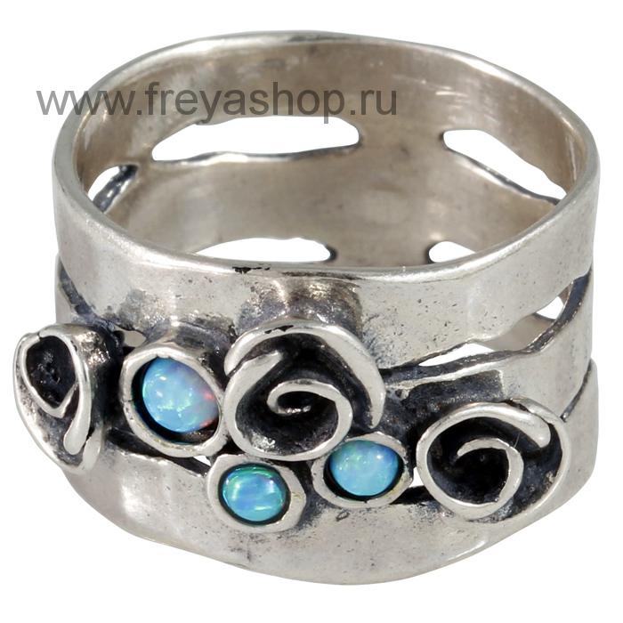 Серебряное кольцо с композицией из роз и опалов "Высокая мода". Израиль 