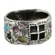 Серебряное кольцо с эмалью "За окном", Кострома