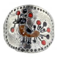 Серебряное кольцо с  эмалью  "Сказочная птица", Кострома