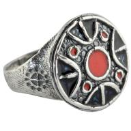Серебряное кольцо с черной и красной эмалью , Кострома