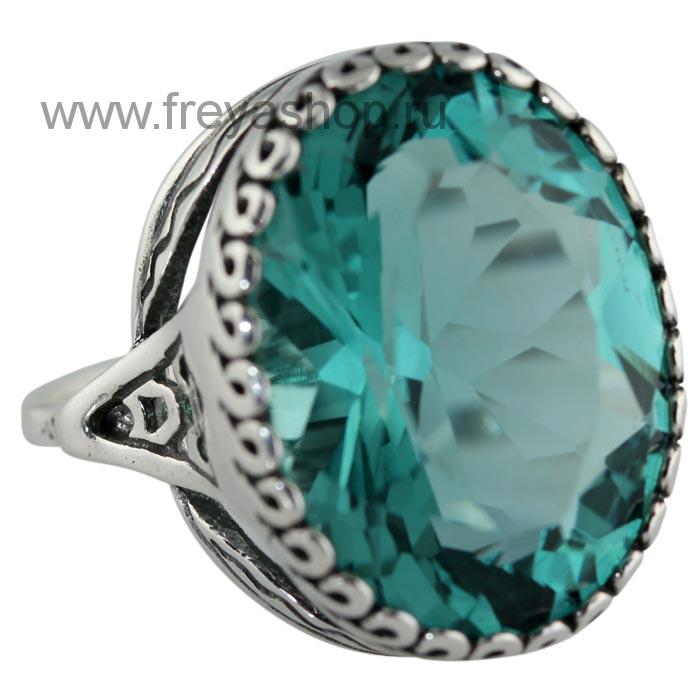 Серебряное кольцо с крупным празиолитом "Якутия" , Россия