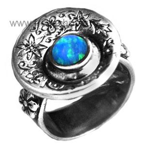 Серебряное кольцо с опалом "Цветочное блюдо", Израиль