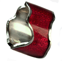 Широкое серебряное кольцо с красной эмалью Эквадор