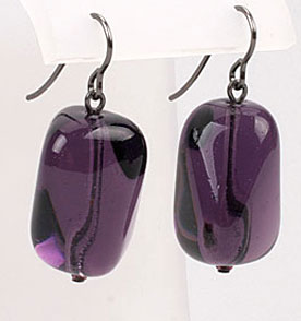 Фиолетовые серьги из чешского стекла Яблонекс