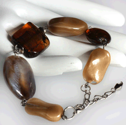 Кремово-коричневый браслет из чешского стекла фото
